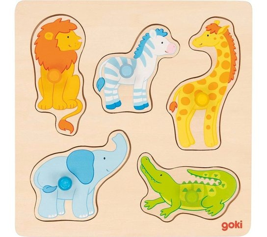 Puzzle pro nejmenší - Úchyt, Safari, 5ks (Goki)