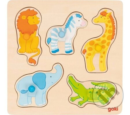 Puzzle pro nejmenší - Úchyt, Safari, 5ks (Goki)