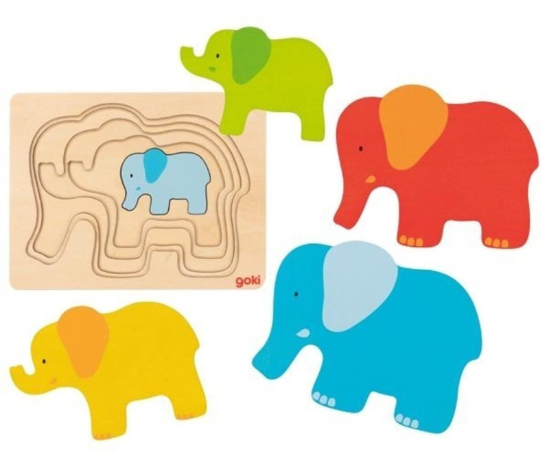 Goki Puzzle vícevrstvé Slon 5 vrstev