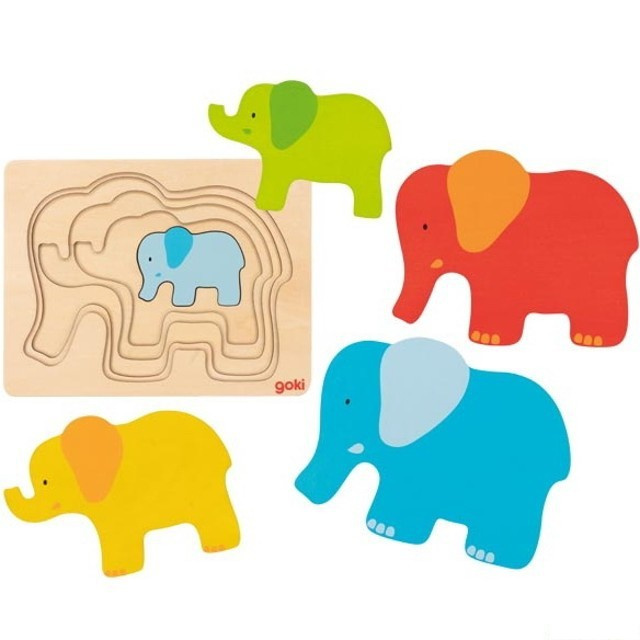 Goki Puzzle vícevrstvé Slon 5 vrstev