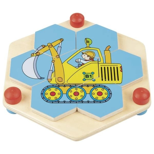 Goki Puzzle hexagon Stavební stroje