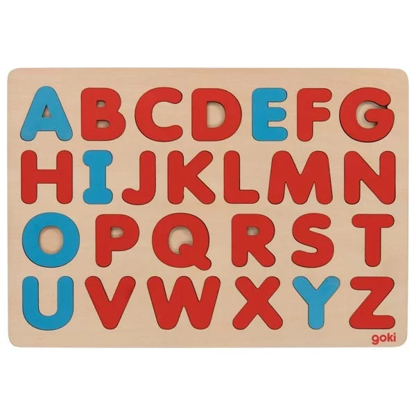 Puzzle výukové - Abeceda na desce, Montessori styl (Goki)