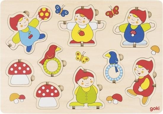 Goki puzzle vkládací Balanční trpaslíci 9 ks
