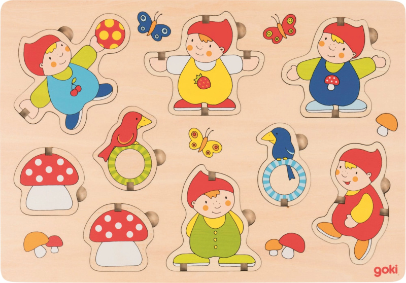 Goki puzzle vkládací Balanční trpaslíci 9 ks