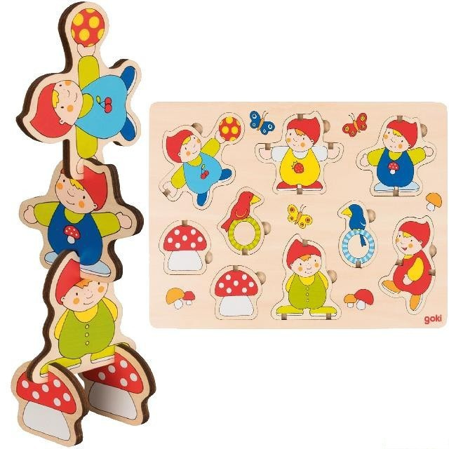 Goki puzzle vkládací Balanční trpaslíci 9 ks