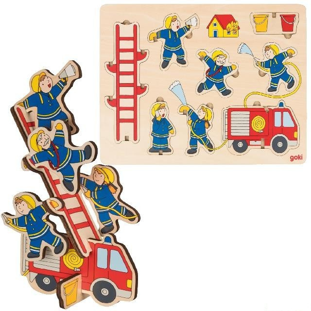 Goki puzzle vkládací Balanční hasiči 8 ks