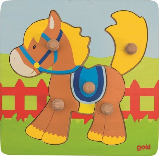 Goki puzzle s úchytkami Koník 5 dílků