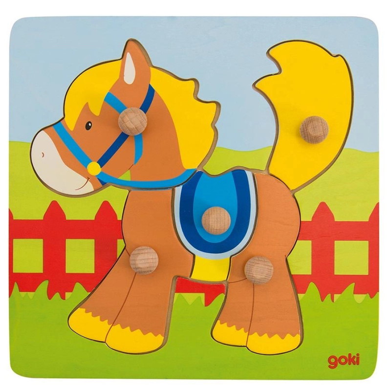 Goki puzzle s úchytkami Koník 5 dílků