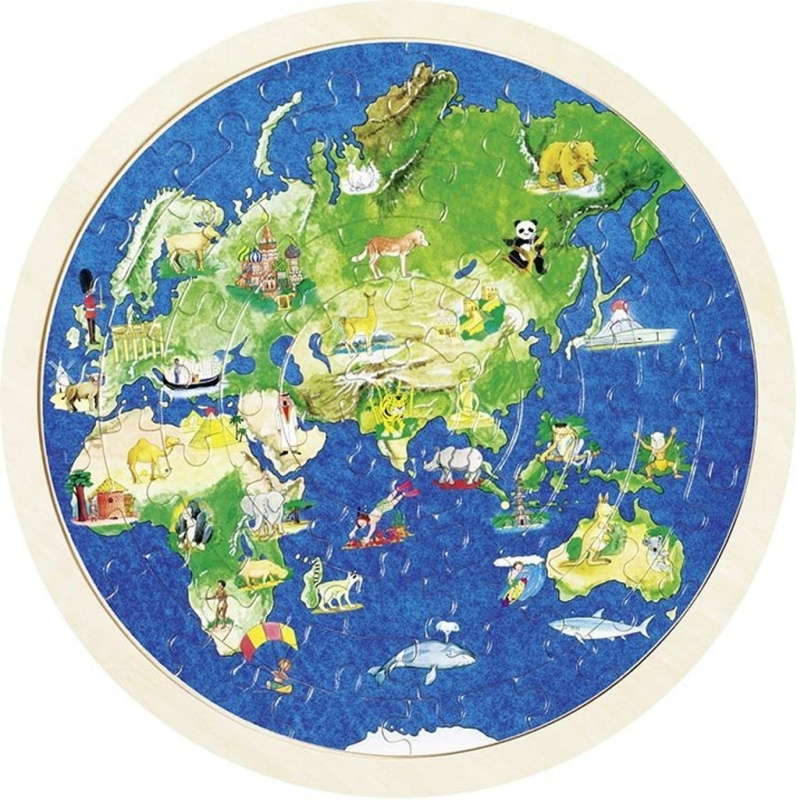 Goki kulaté oboustranné puzzle mapa světa Zeměkoule
