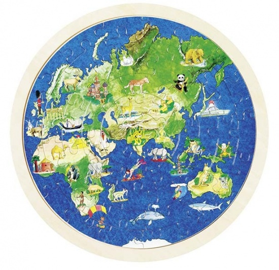 Goki kulaté oboustranné puzzle mapa světa Zeměkoule