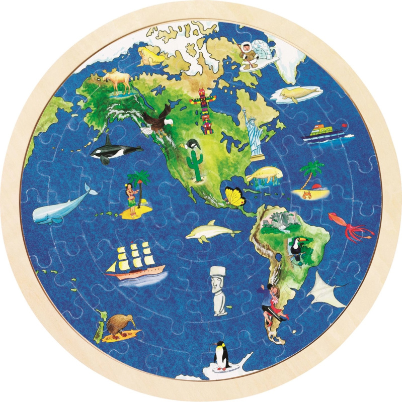 Goki kulaté oboustranné puzzle mapa světa Zeměkoule