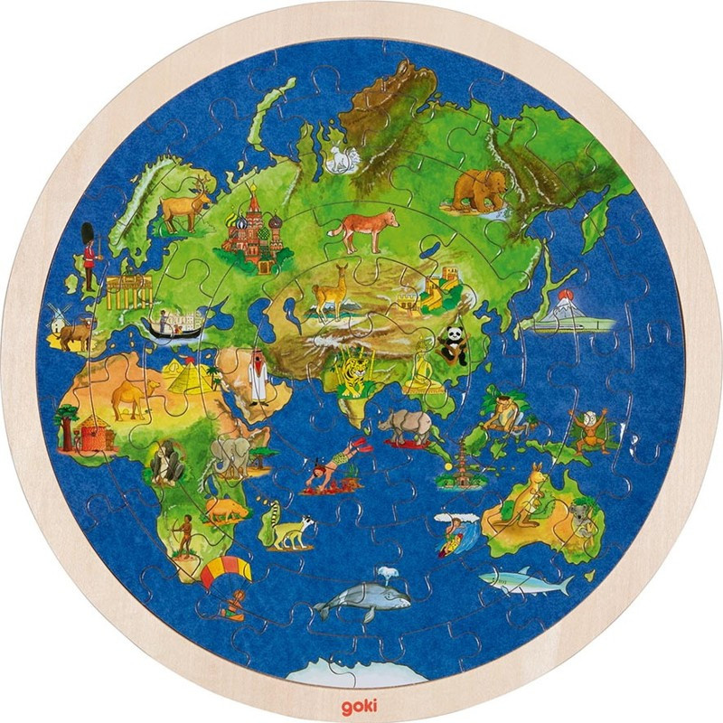 Goki kulaté oboustranné puzzle mapa světa Zeměkoule
