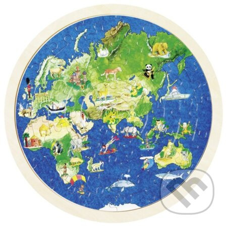 Goki kulaté oboustranné puzzle mapa světa Zeměkoule