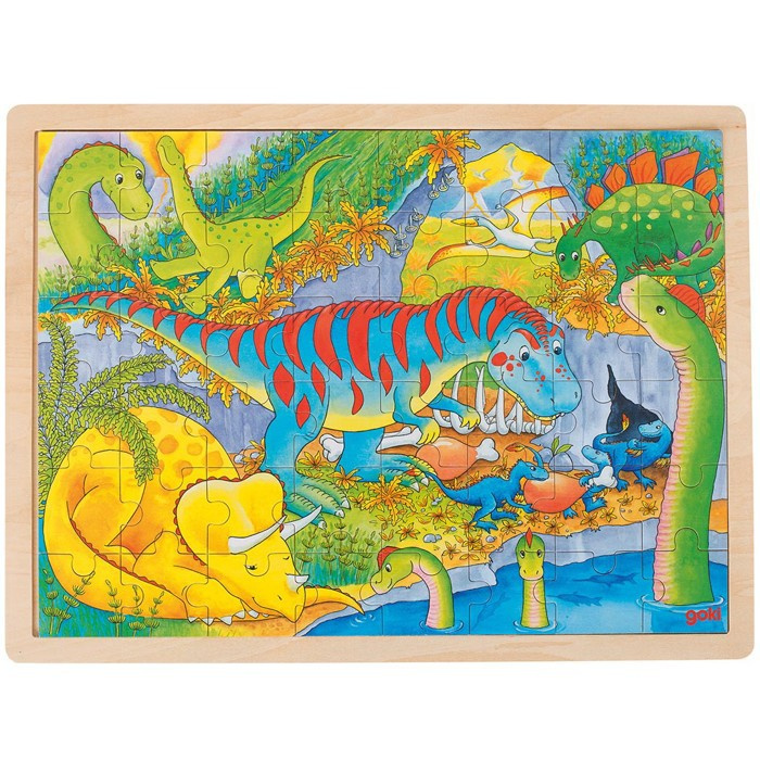 Puzzle na desce - Velké A3, Dinosauři, 48ks (Goki)