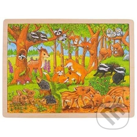 GOKI Dřevěné puzzle Zvířecí mláďátka v lese 48 dílků