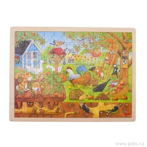 GOKI Dřevěné puzzle Zákoutí naší zahrady 96 dílků