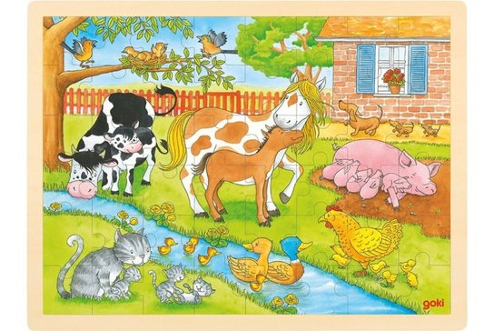 Puzzle na desce - Velké A3, Život na farmě, 48 dílků (Goki)