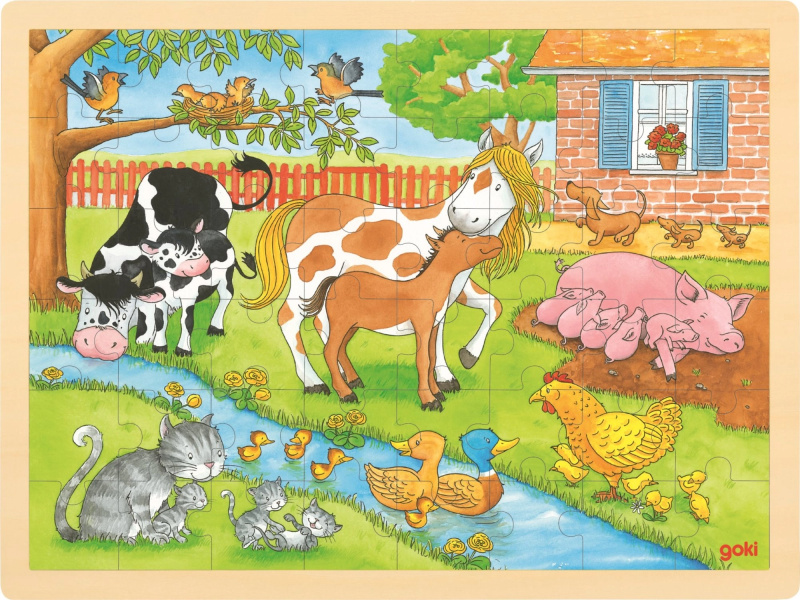 Puzzle na desce - Velké A3, Život na farmě, 48 dílků (Goki)
