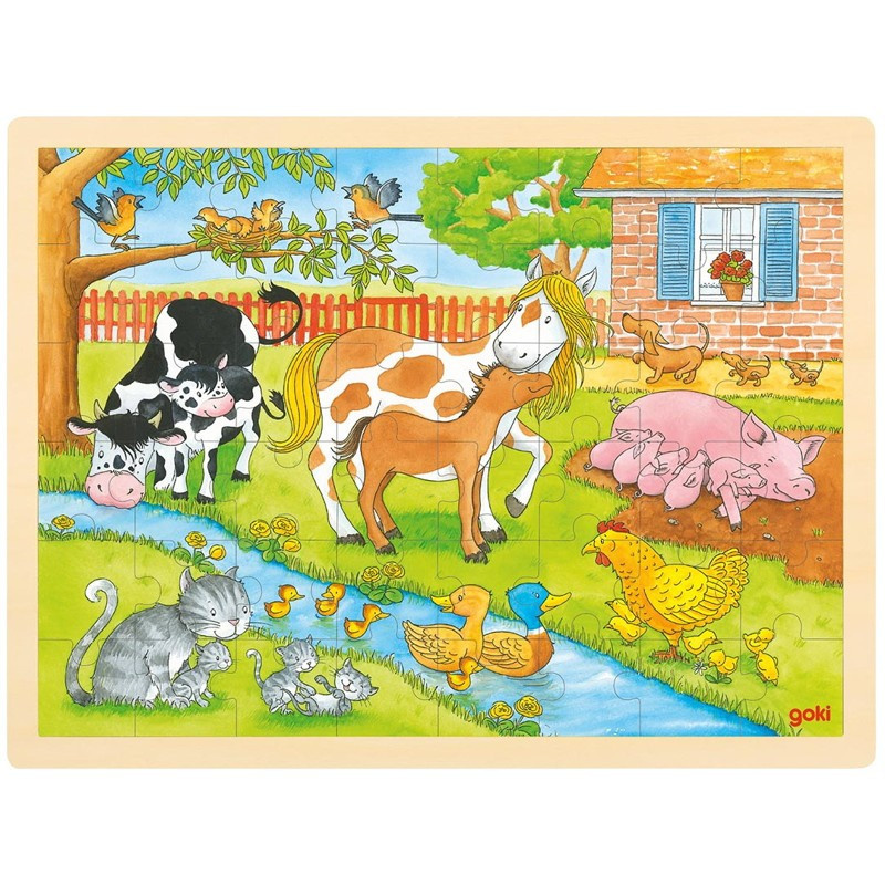 Puzzle na desce - Velké A3, Život na farmě, 48 dílků (Goki)