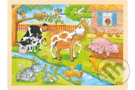 Puzzle na desce - Velké A3, Život na farmě, 48 dílků (Goki)