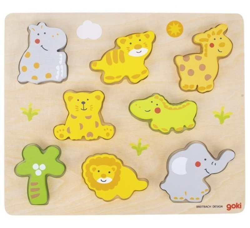 Divoká zvířáta (Dřevěná vkládačka) - puzzle z kategorie Maxi dílky