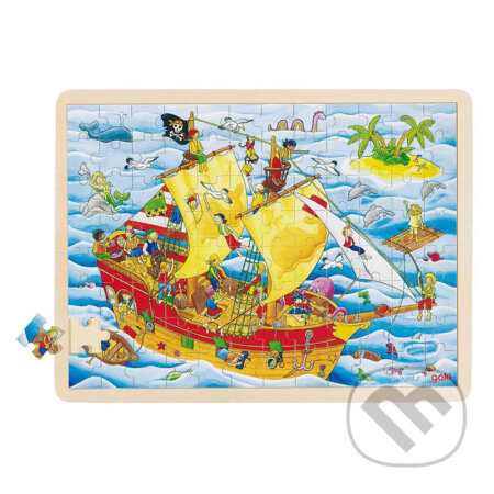 GOKI Dřevěné puzzle Piráti 96 dílků