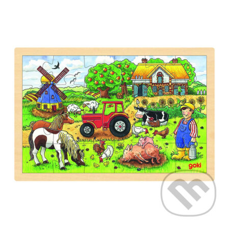 GOKI Dřevěné puzzle Farma pana Millera 24 dílků