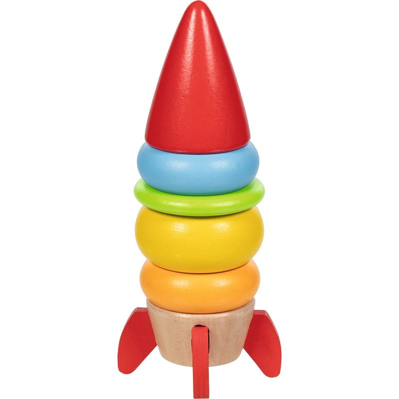 Skládačka s kroužky - Raketa stohovací dřevěná (Goki)