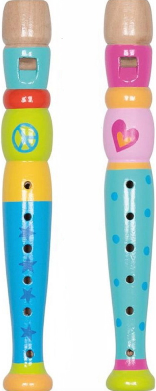 Hudba - Flétna dřevěná 20cm, Peace barevná, 1ks (Goki)