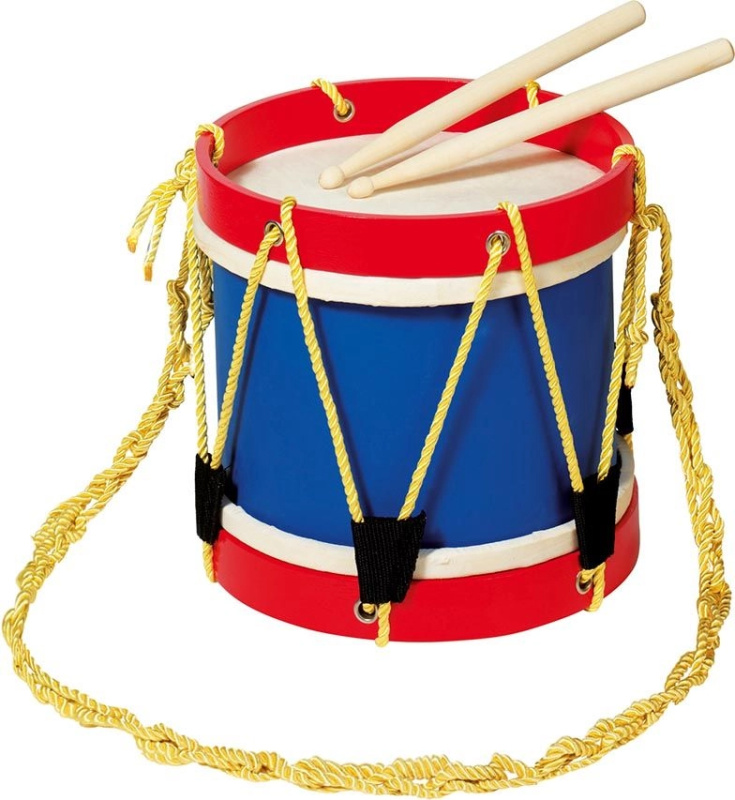 Hudba - Buben větší dřevěný, kůže, 22cm (Goki)