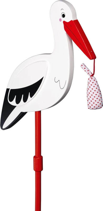Dekorace dřevěná - Čáp se šátkem, 77cm (Goki)
