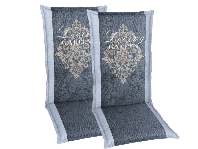 Go-De Textil Podsedák Living Garden, 1 kus / 2 kusy (vysoká opěrka, 2 kusy, šedá)
