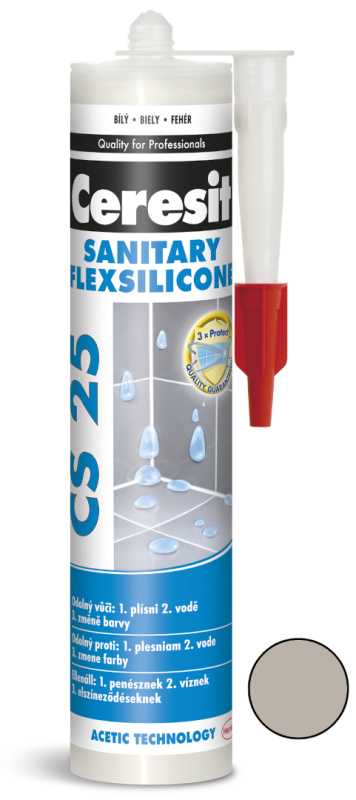 Tmel silikonový sanitární Ceresit CS 25 šedý 280 ml