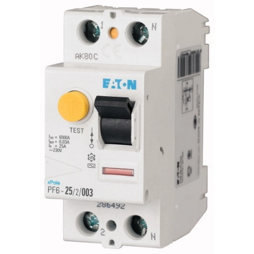 EATON Proudový chránič PF6-25/2/003-A, typ A, 25A, 30mA, 2-pólový