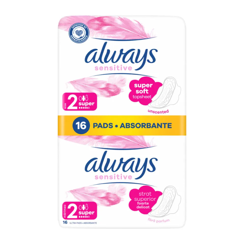 ALWAYS Ultra Sensitive Super vel.2 Hygienické vložky 16 kusů