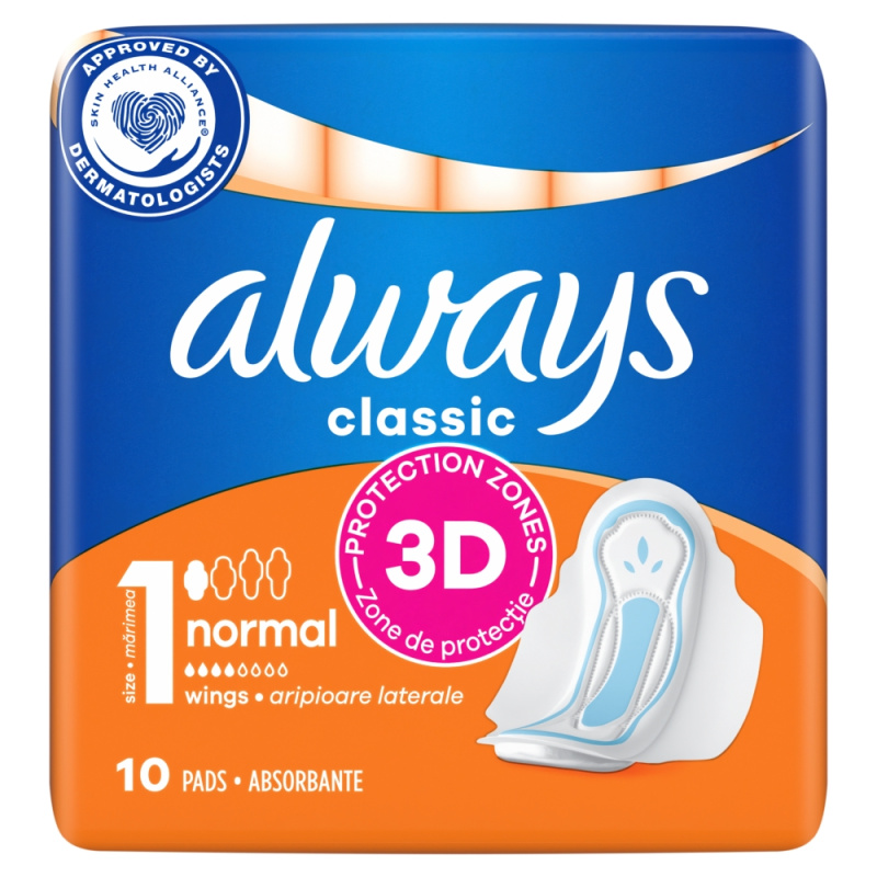ALWAYS Classic Normal Hygienické vložky s křidélky 10 ks