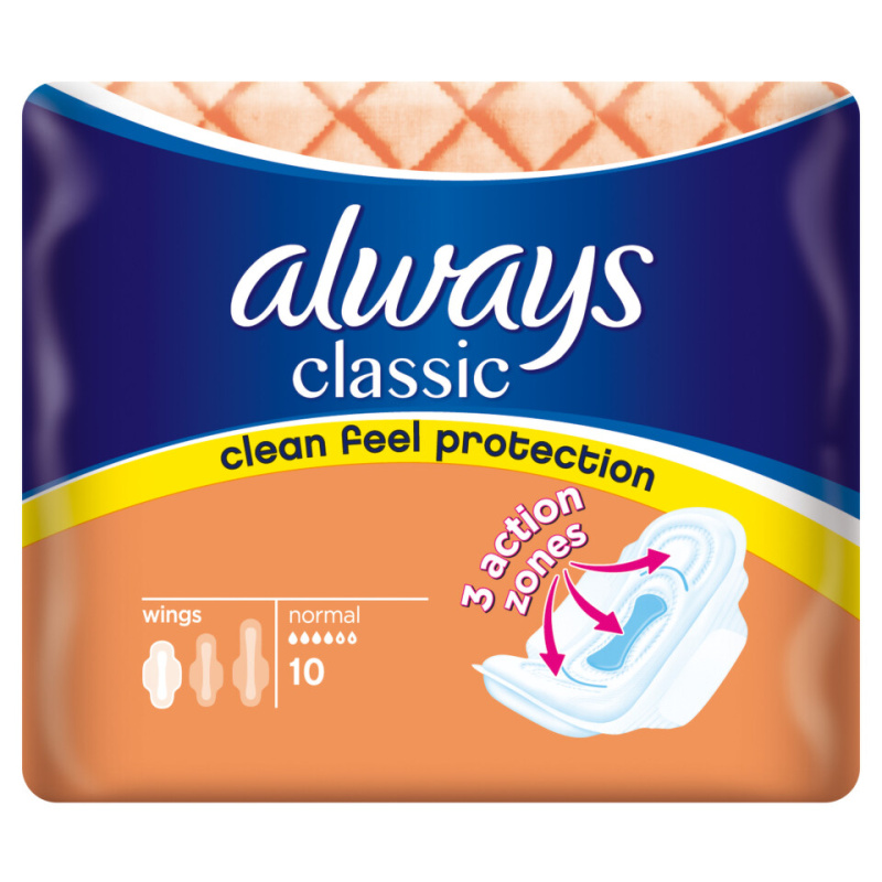 ALWAYS Classic Normal Hygienické vložky s křidélky 10 ks