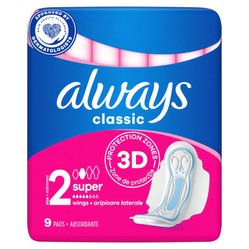 ALWAYS Classic Long Hygienické Vložky s křidélky 9 ks