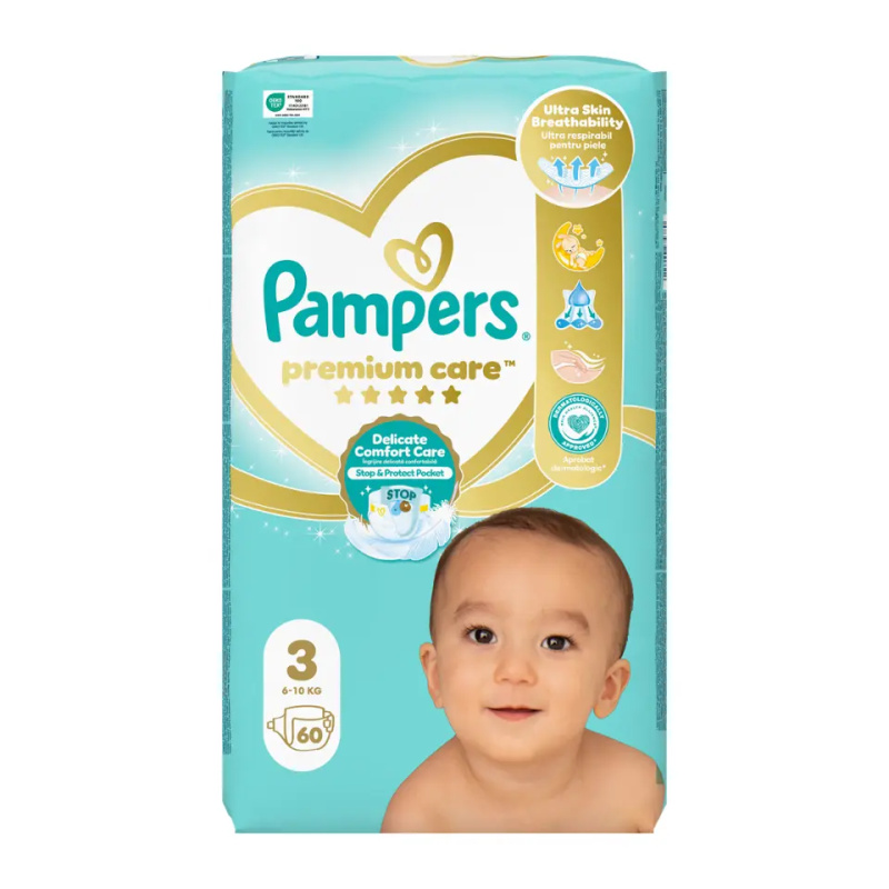 Pampers Premium Care Size 3 jednorázové pleny 6-10 kg 60 ks