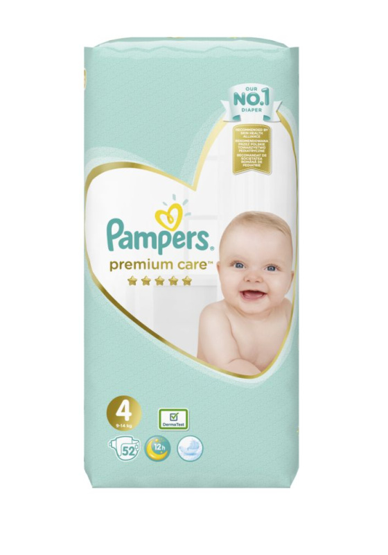 Pampers Premium Care Size 4 jednorázové pleny 9-14 kg 52 ks
