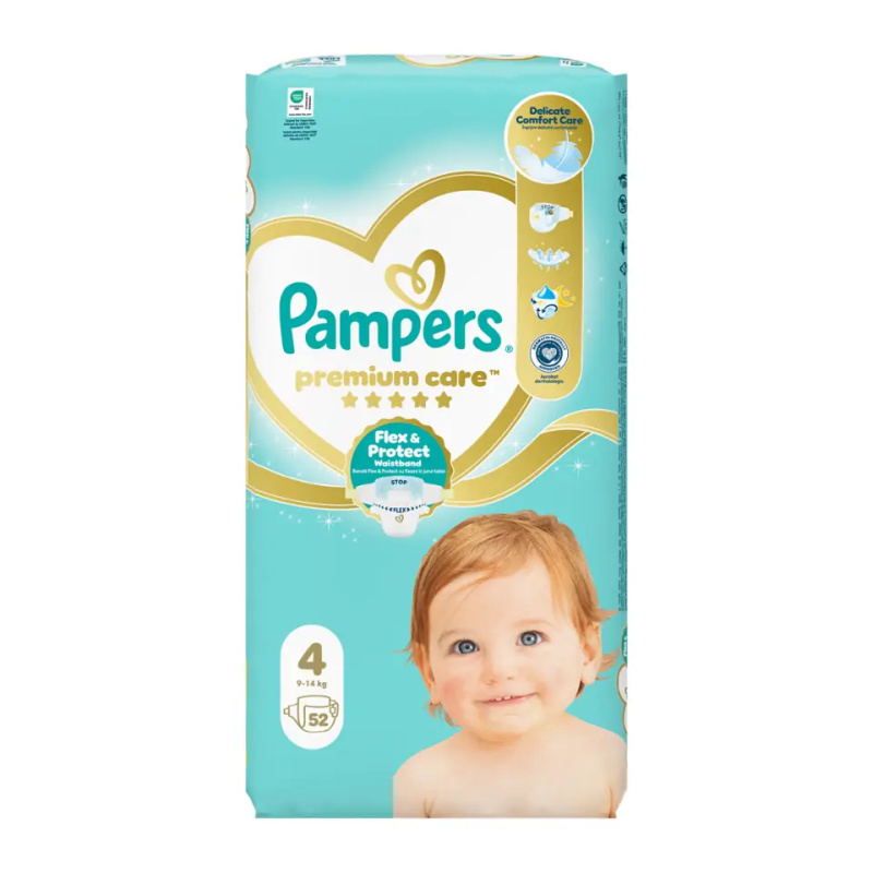 Pampers Premium Care Size 4 jednorázové pleny 9-14 kg 52 ks