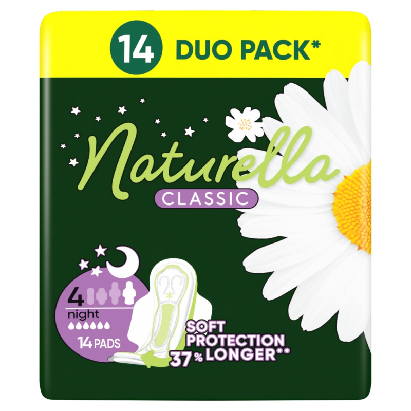 NATURELLA Classic Camomile Night Hygienické Vložky 14 ks