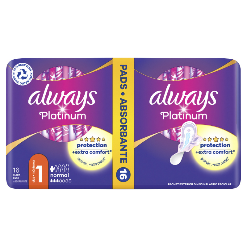 ALWAYS Platinum Normal vel.1 Hygienické vložky s křidélky 16 kusů