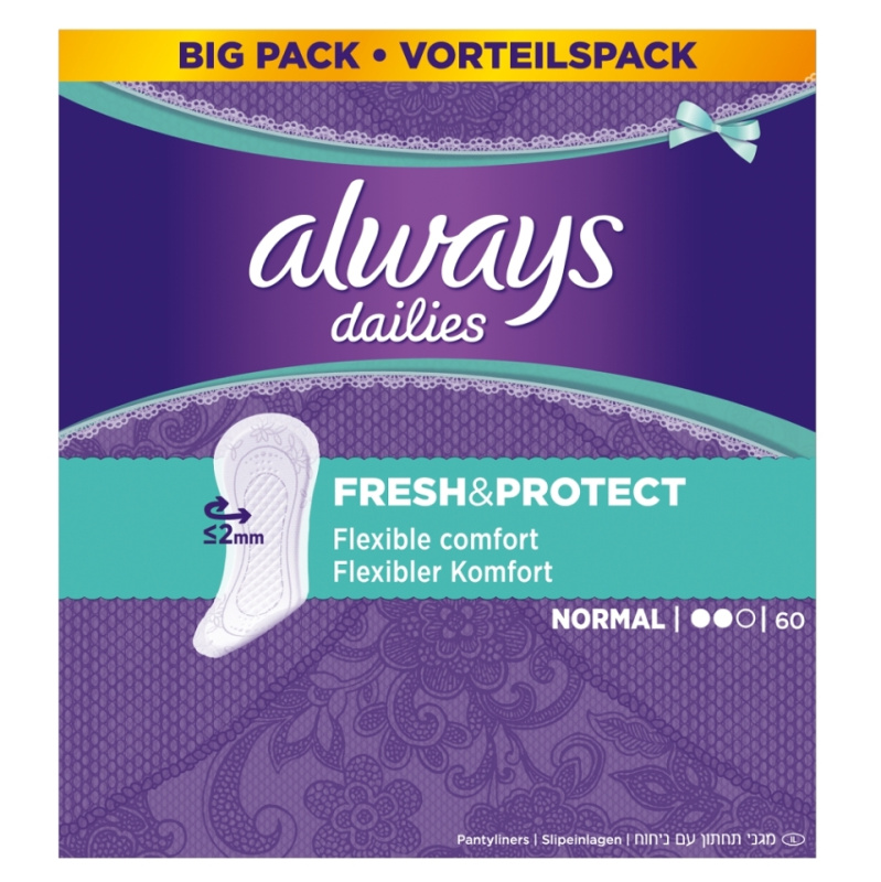 Always Dailies Normal Fresh & Protect slipové vložky 60 ks