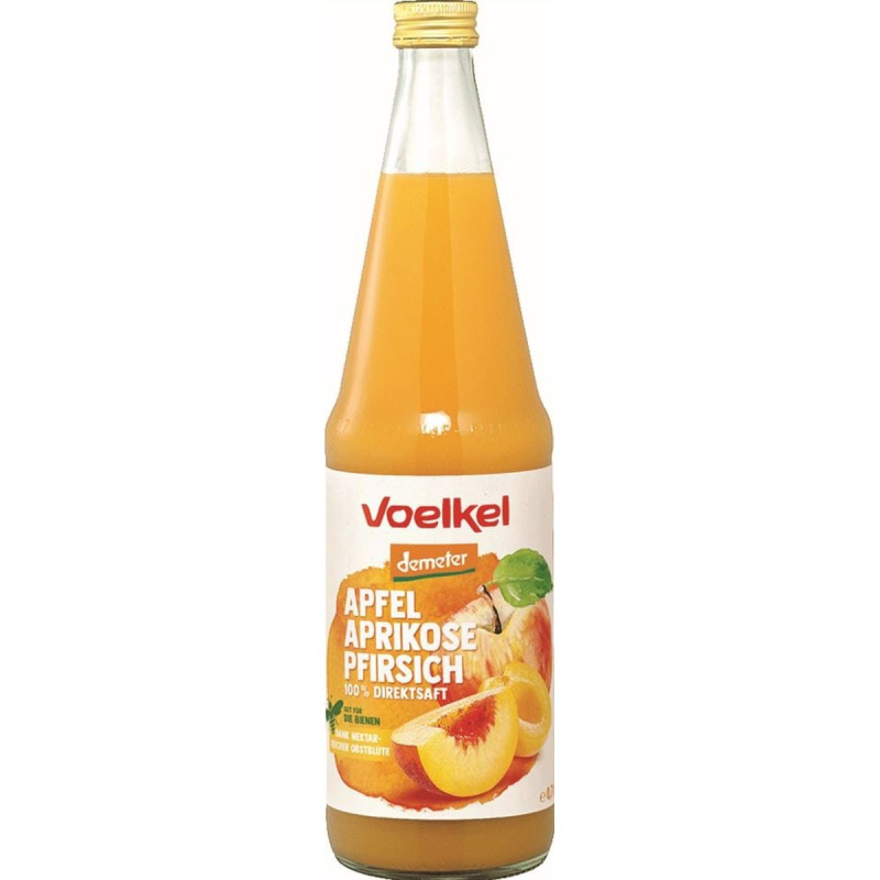 Voelkel BIO Džus jablko, meruňka a broskev 100% sklo