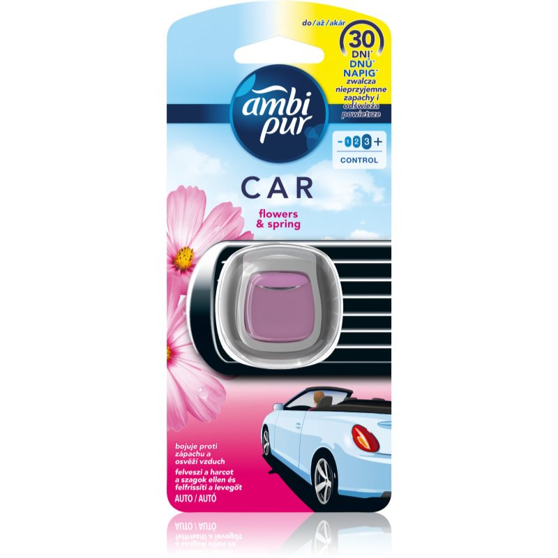 AMBI PUR Car Flowers & Spring připínací osvěžovač vzduchu 2 ml
