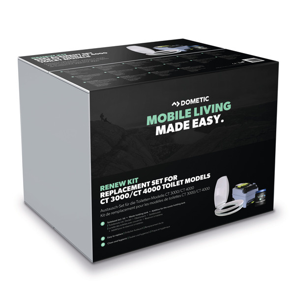 DOMETIC Sada Renew Kit, WC sedátko a víko, kryt splachovacího kruhu, odpadní nádržka a karta PowerCare.