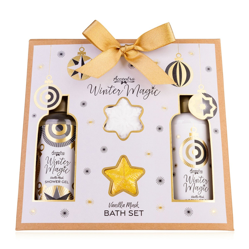 ACCENTRA Koupelový set Winter Magic s fizzery Dárkové balení 4 kusy