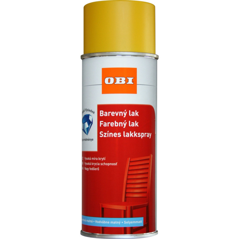 OBI Lak ve spreji hedvábně matný RAL 1023 žlutá dopravní 400 ml