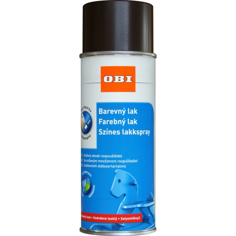 OBI Lak ve spreji hedvábně lesklý RAL 8017 čokoládová hnědá 400 ml